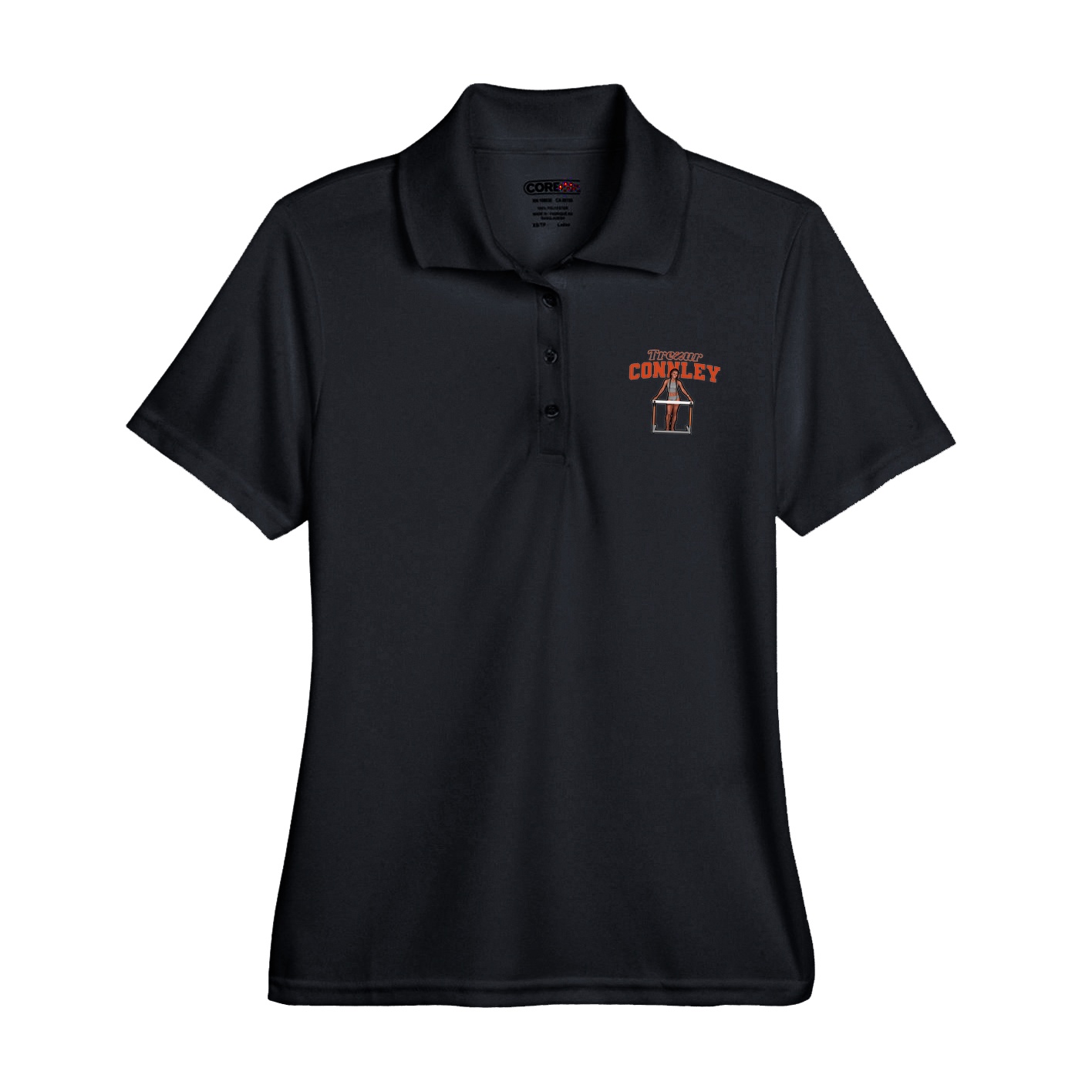 Womens Performance Polo — Name Arch in Black