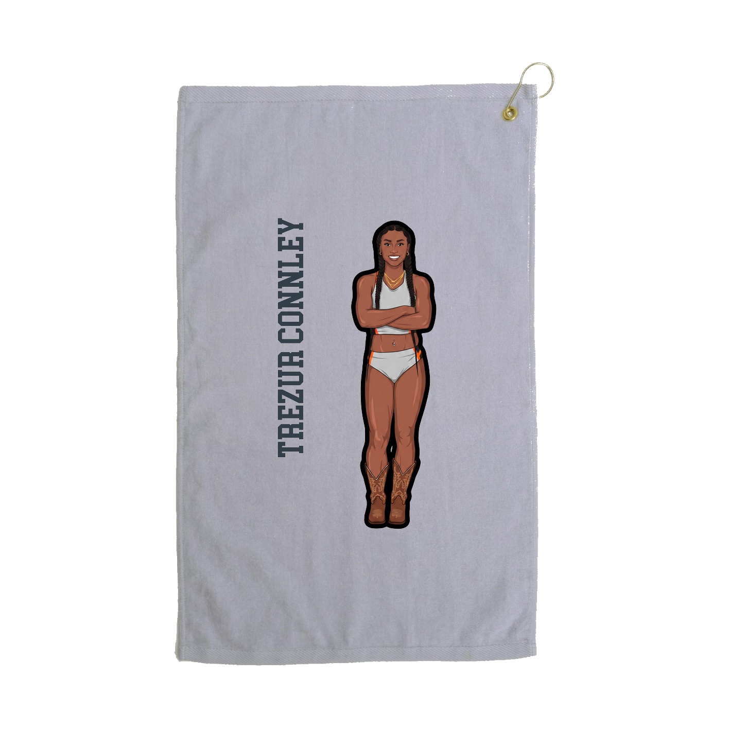 Golf Towel — Name Vertical in Grey