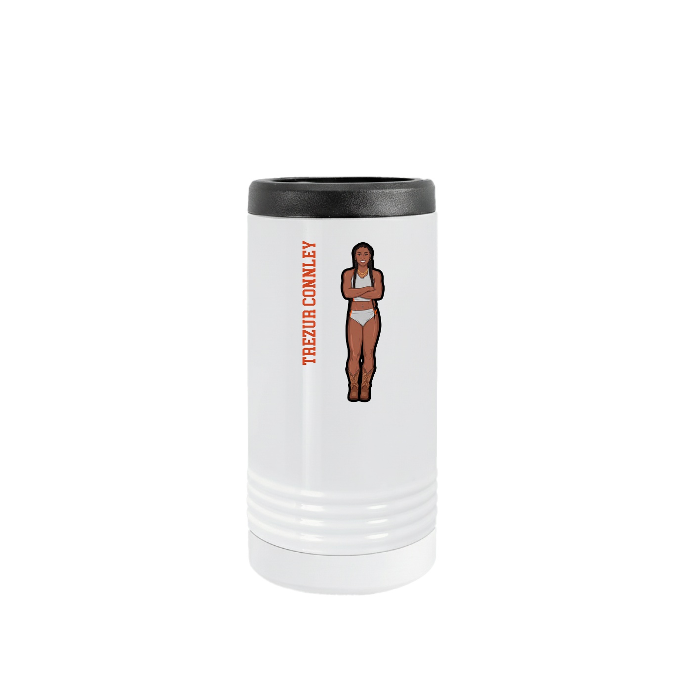 Slim Beverage Holder — Name Vertical in White