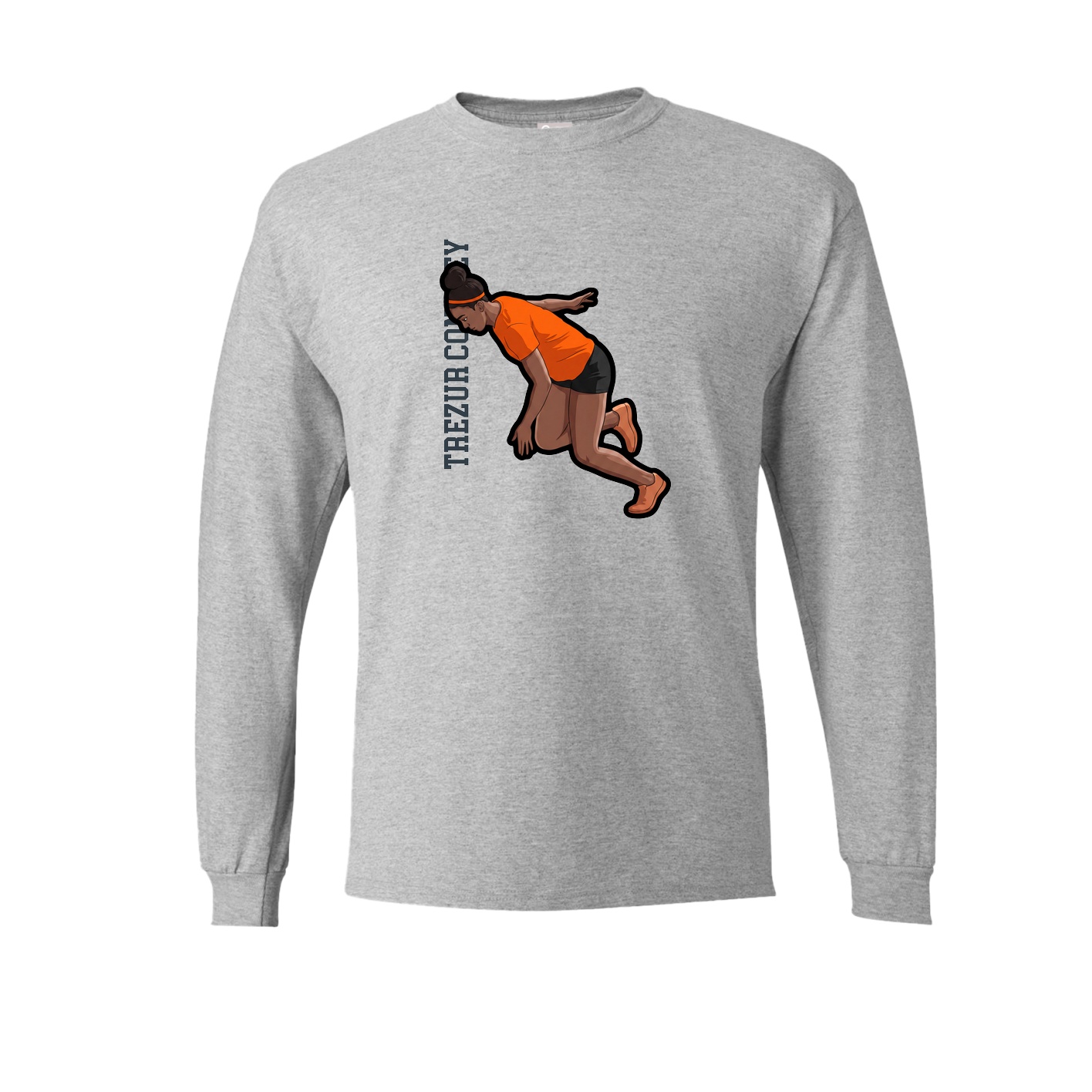 Long Sleeve Tee — Name Vertical in Grey