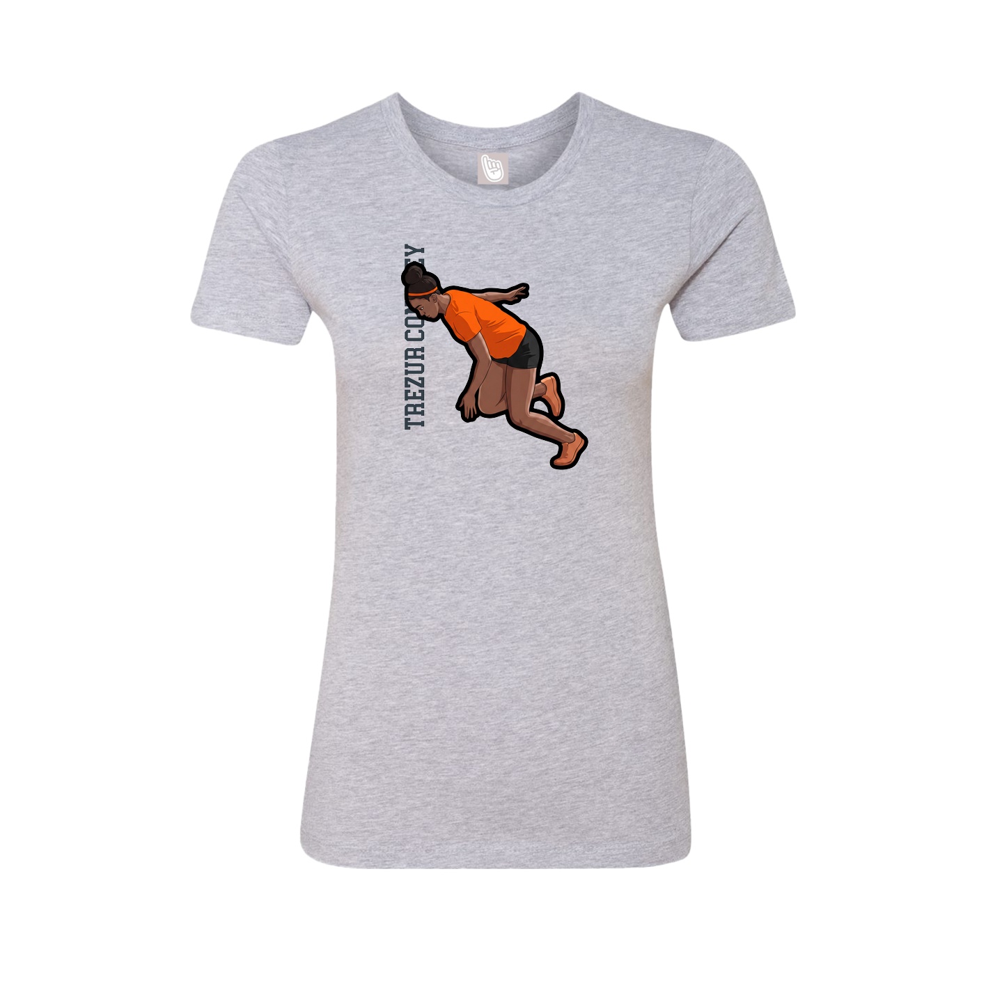 Womens Tee — Name Vertical in Grey