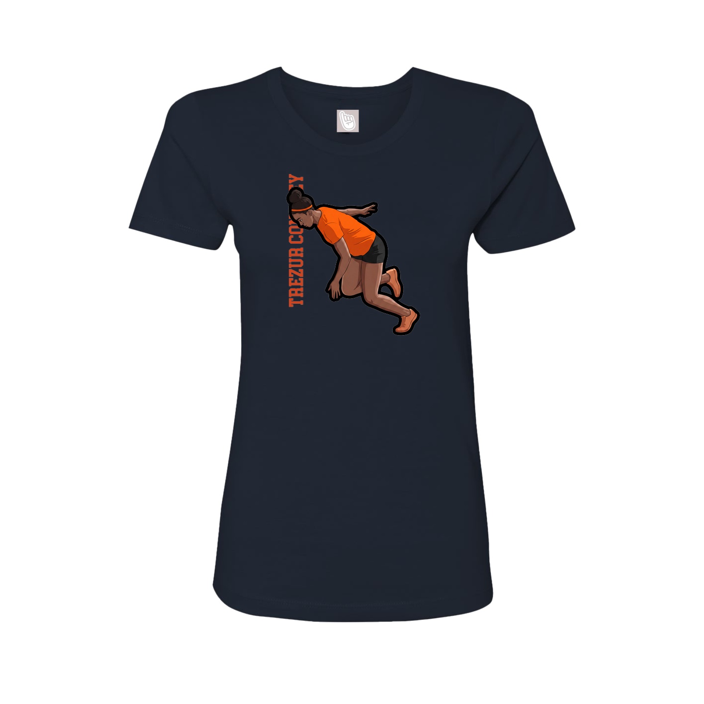 Fitted Women's Tee — Name Vertical in Navy
