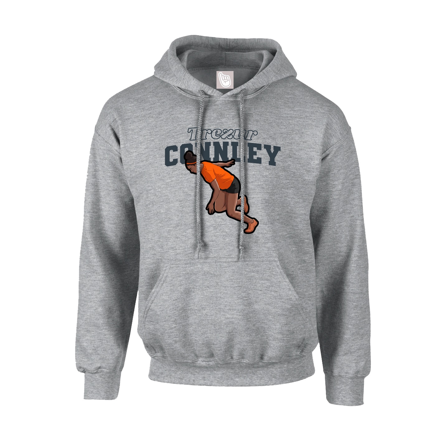 Youth Hoodie — Name Arch in Grey