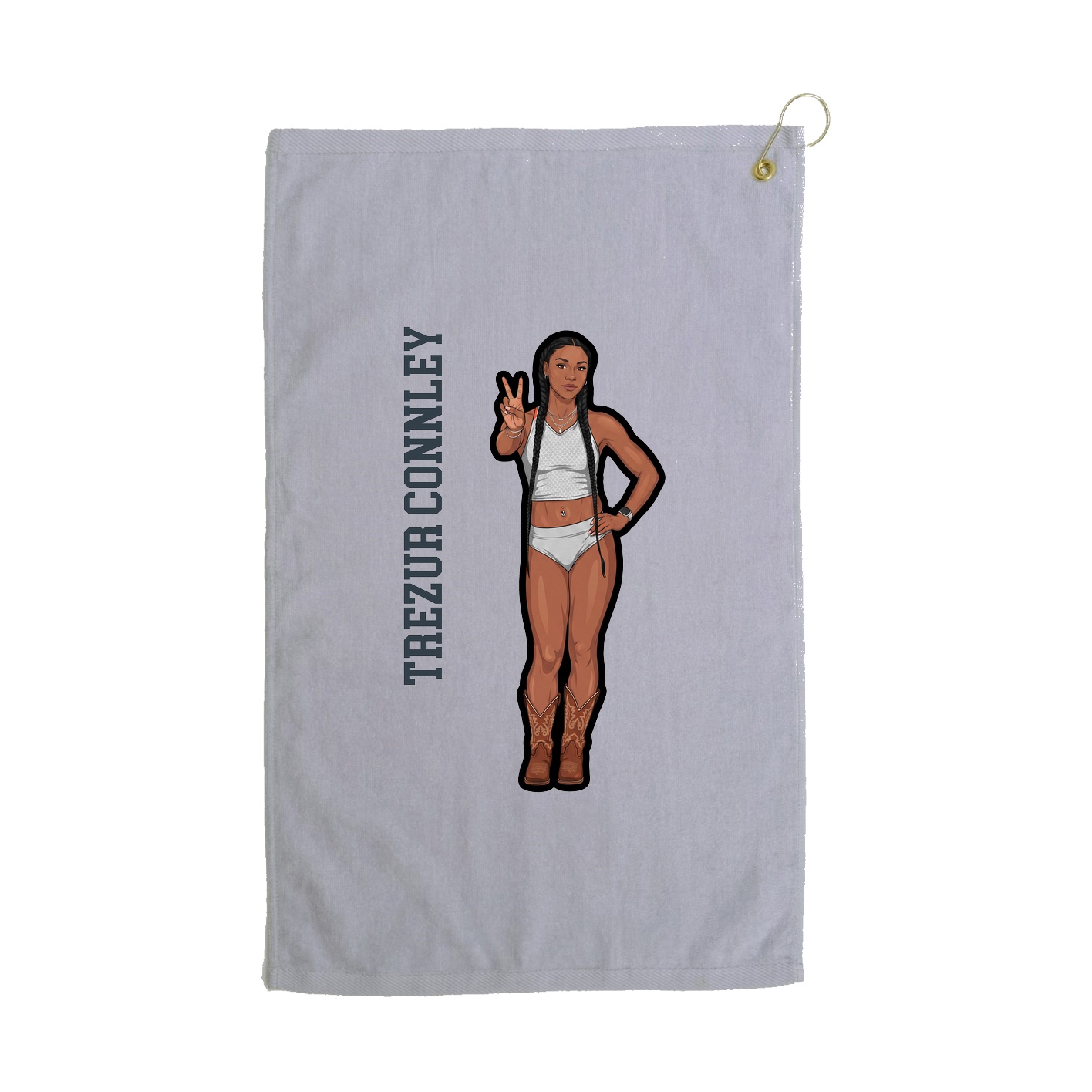 Golf Towel — Name Vertical in Grey