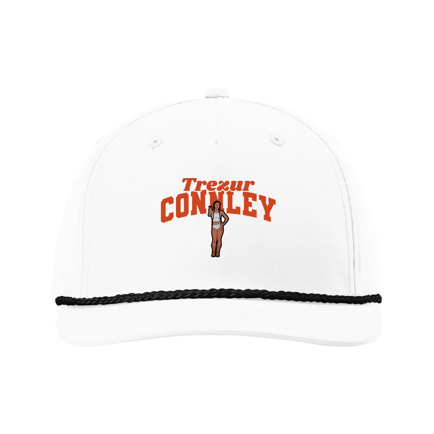 Five-Panel Classic Rope Cap — Signature Arch in White