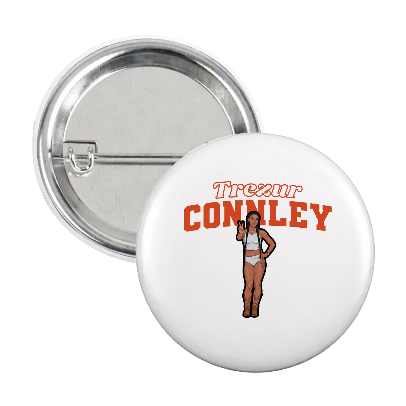 Game Day Button — Name Arch in White