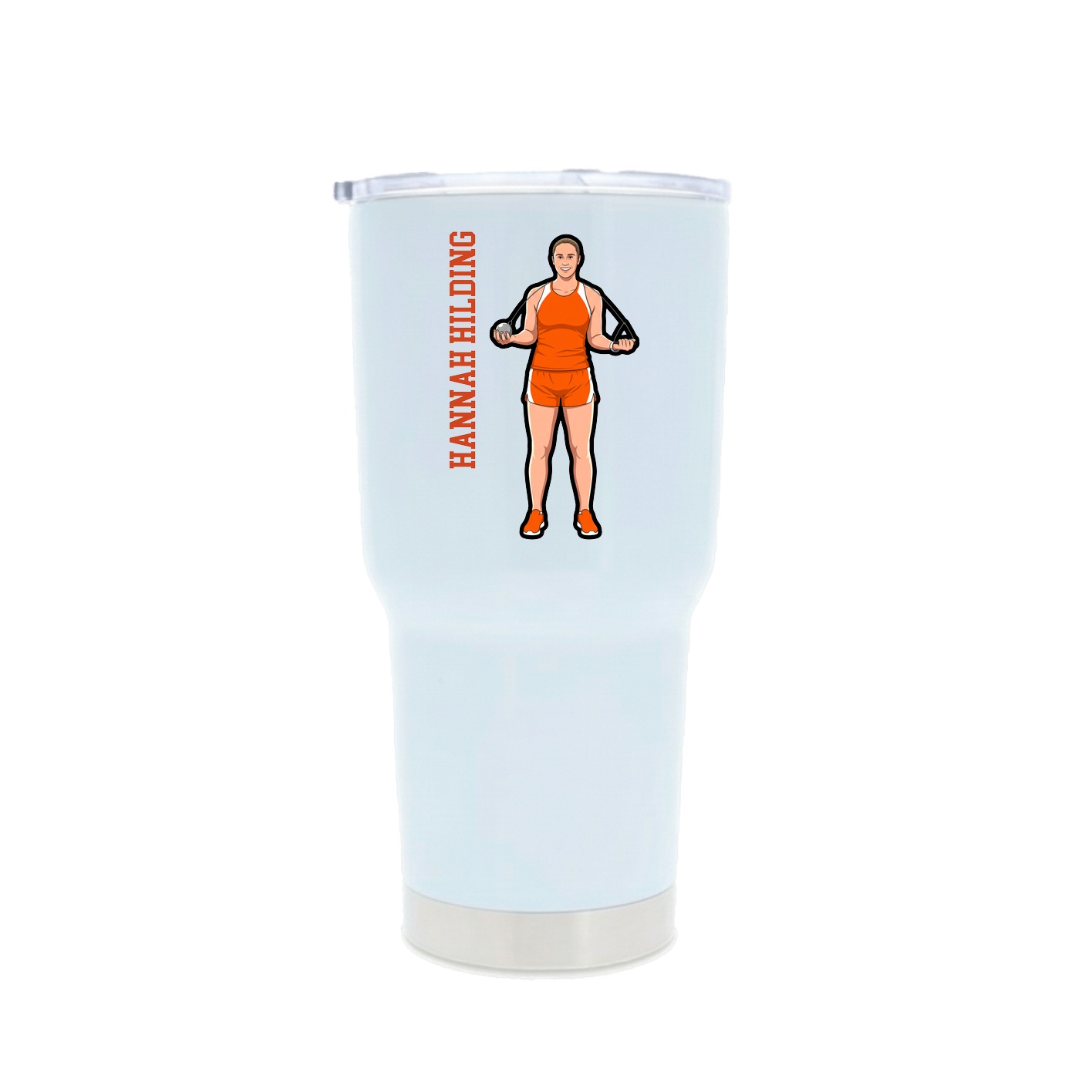 30oz Stainless Steel Tumbler — Name Vertical in White