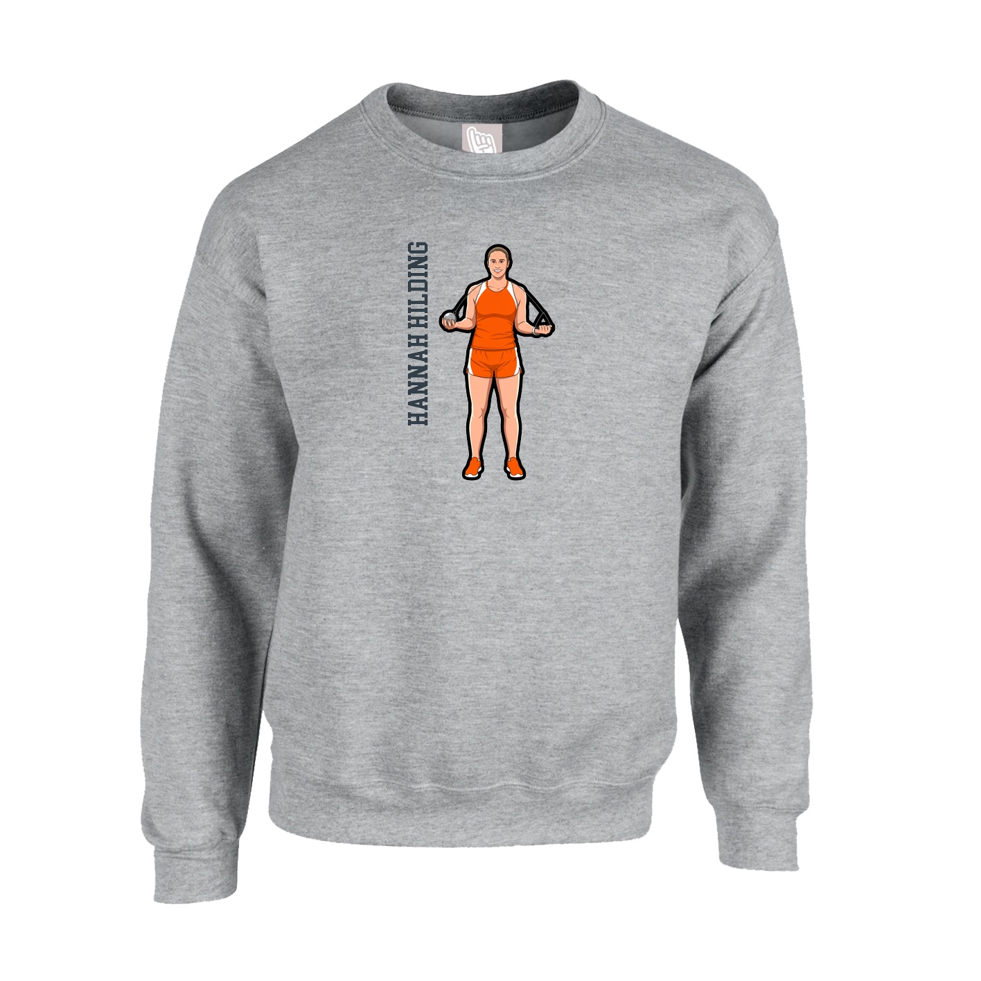 Fleece Crew — Name Vertical in Grey