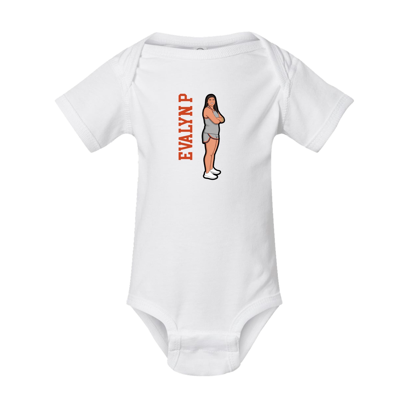Baby Onesie — Name Vertical in White