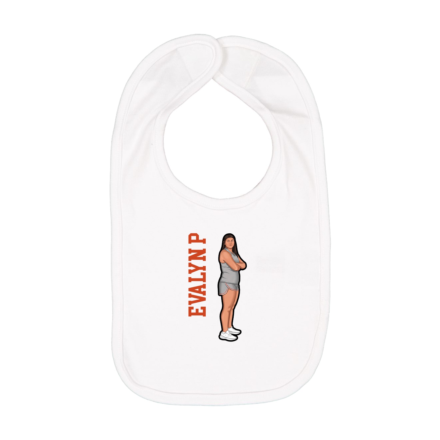 Infant Bib — Name Vertical in White