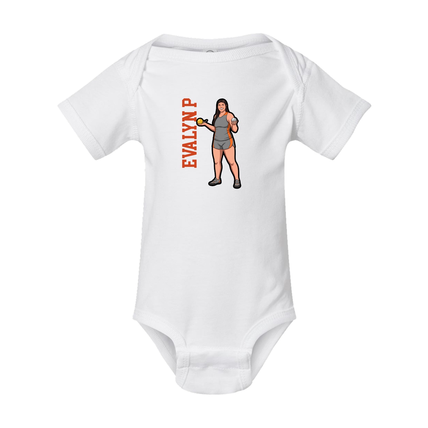 Baby Onesie — Name Vertical in White
