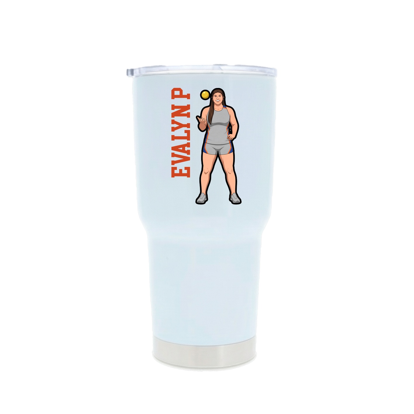 30oz Stainless Steel Tumbler — Name Vertical in White