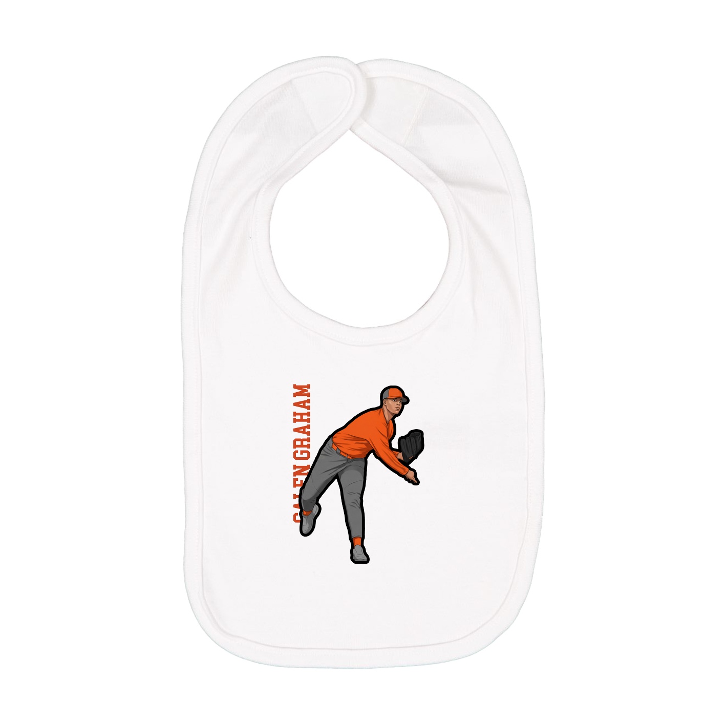 Infant Bib — Name Vertical in White