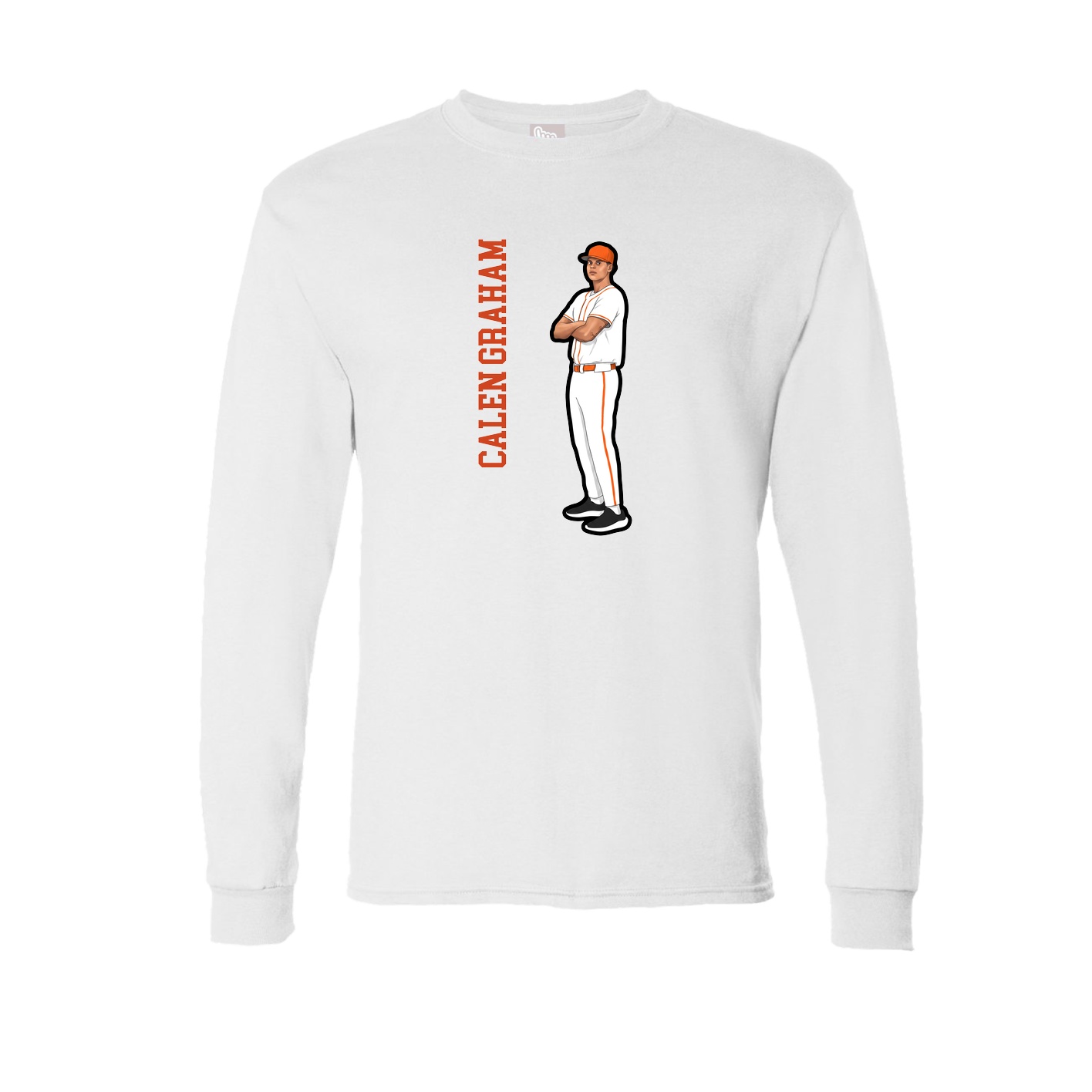 Long Sleeve Tee — Name Vertical in White