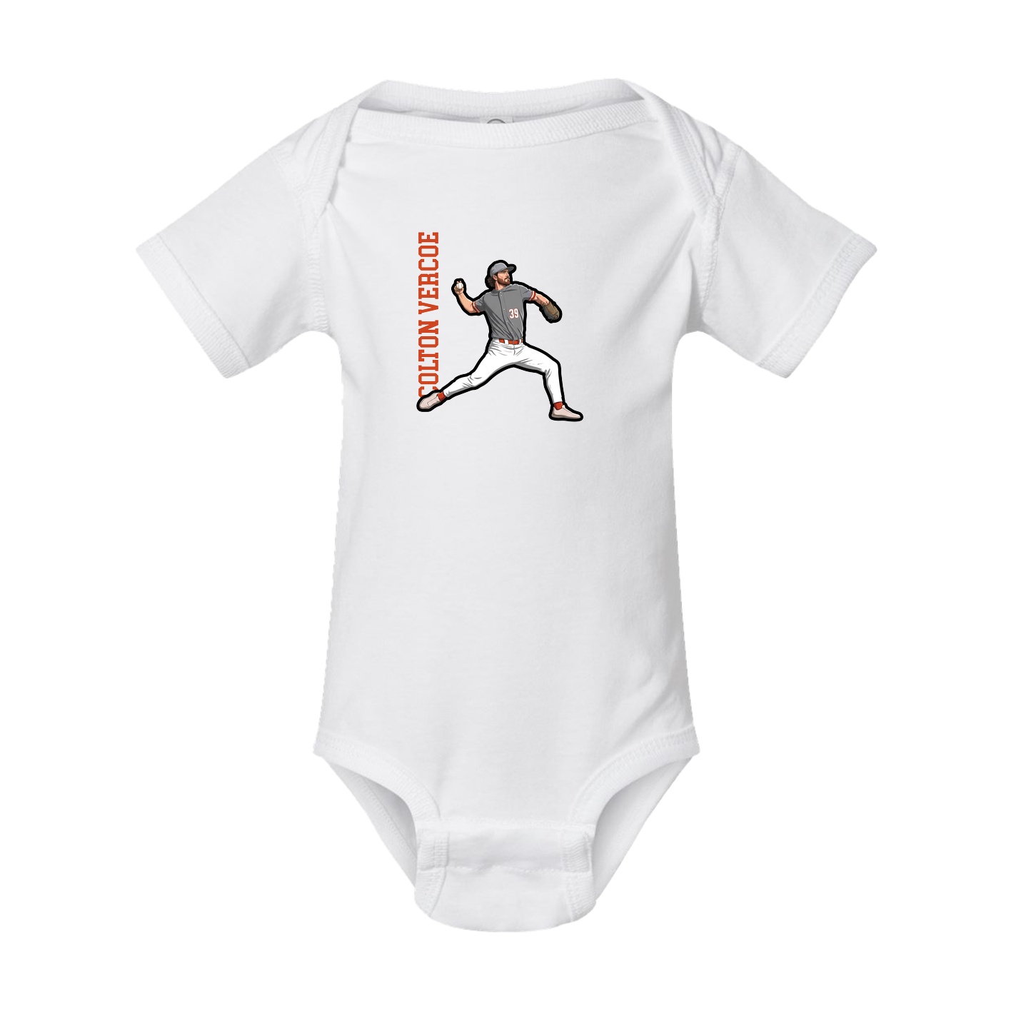 Baby Onesie — Name Vertical in White