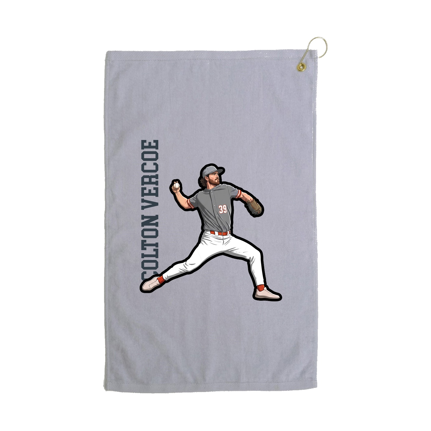 Golf Towel — Name Vertical in Grey