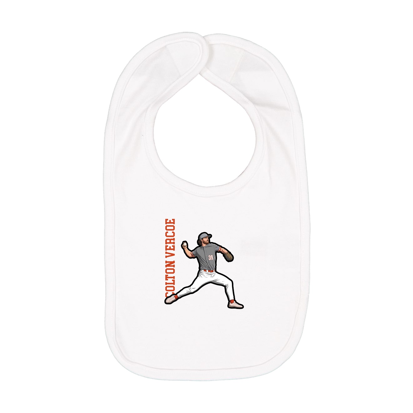 Infant Bib — Name Vertical in White