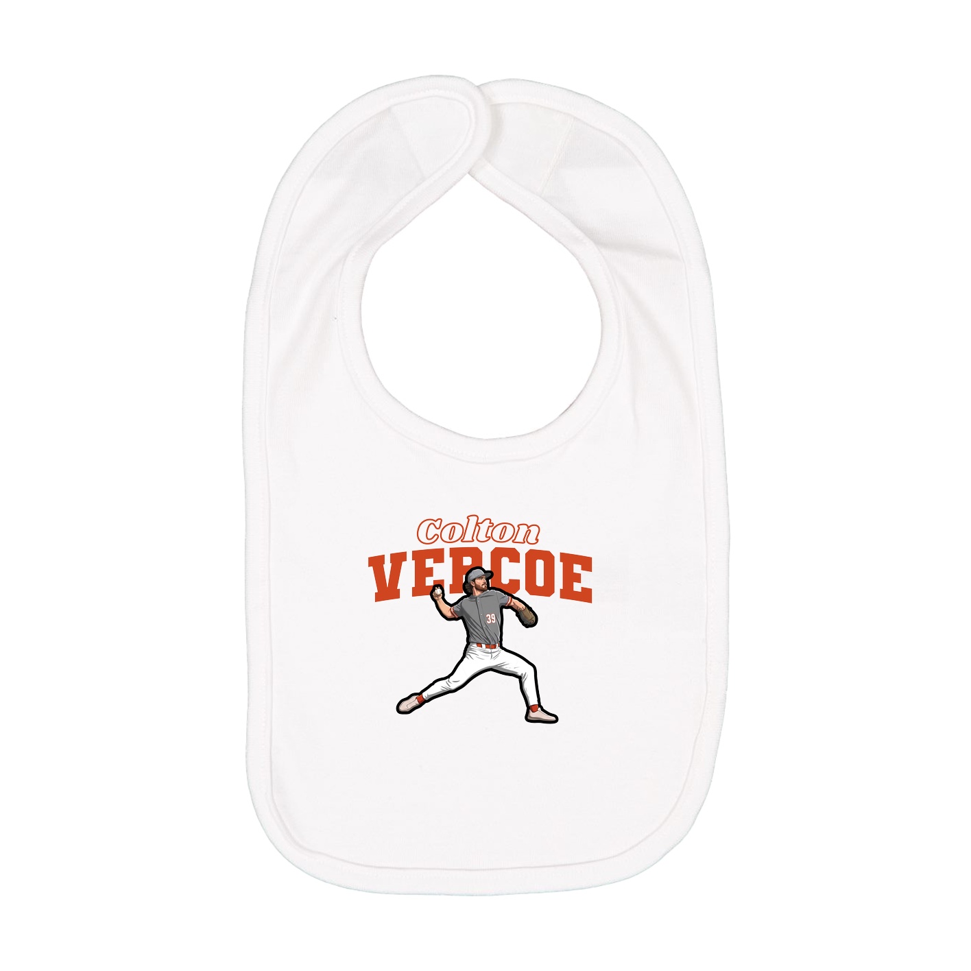 Infant Bib — Name Arch in White