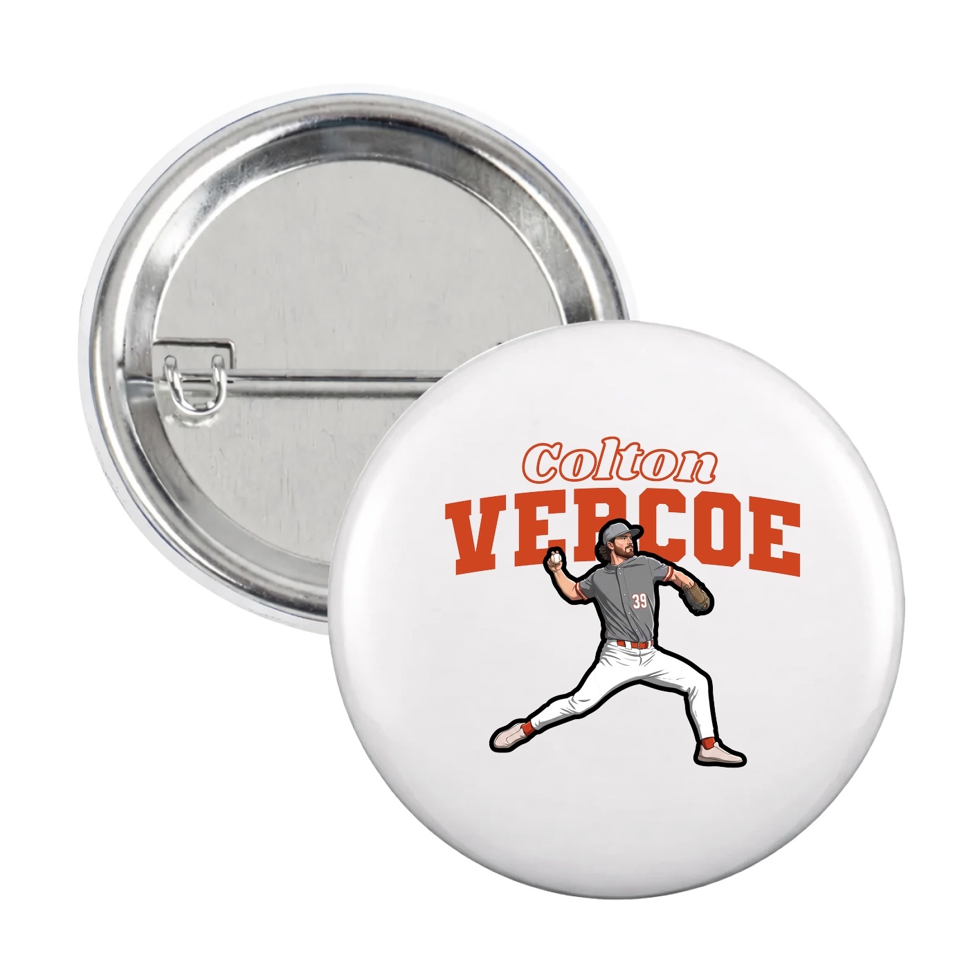 Game Day Button — Name Arch in White