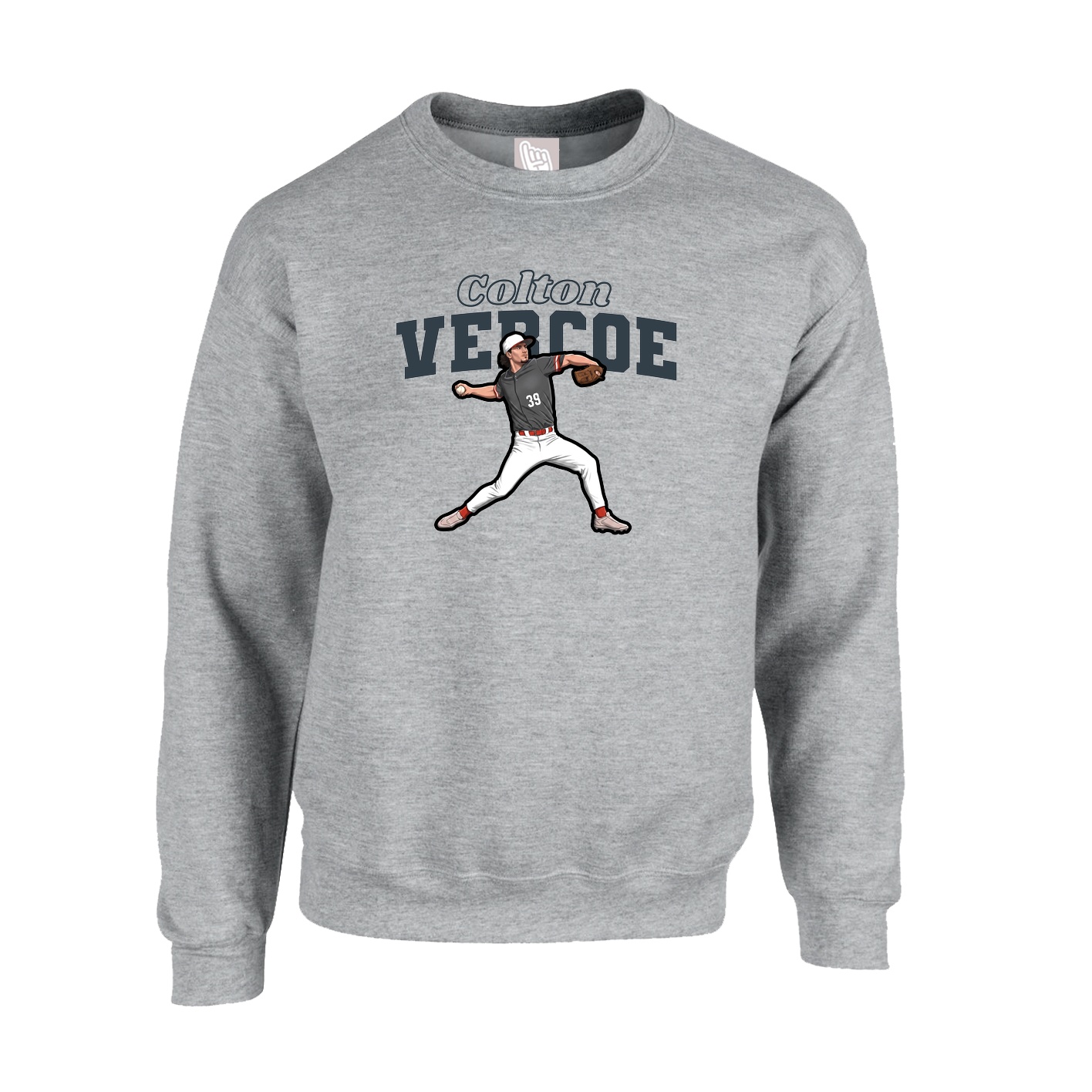 Fleece Crew — Name Arch in Grey
