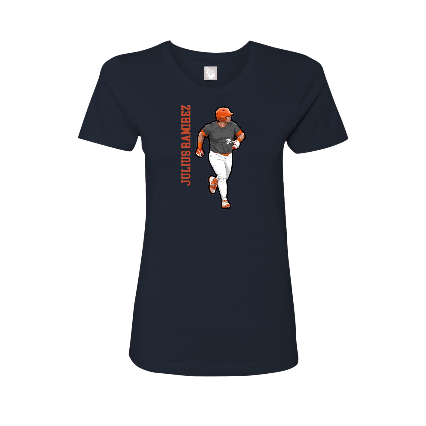 Fitted Women's Tee — Name Vertical in Navy