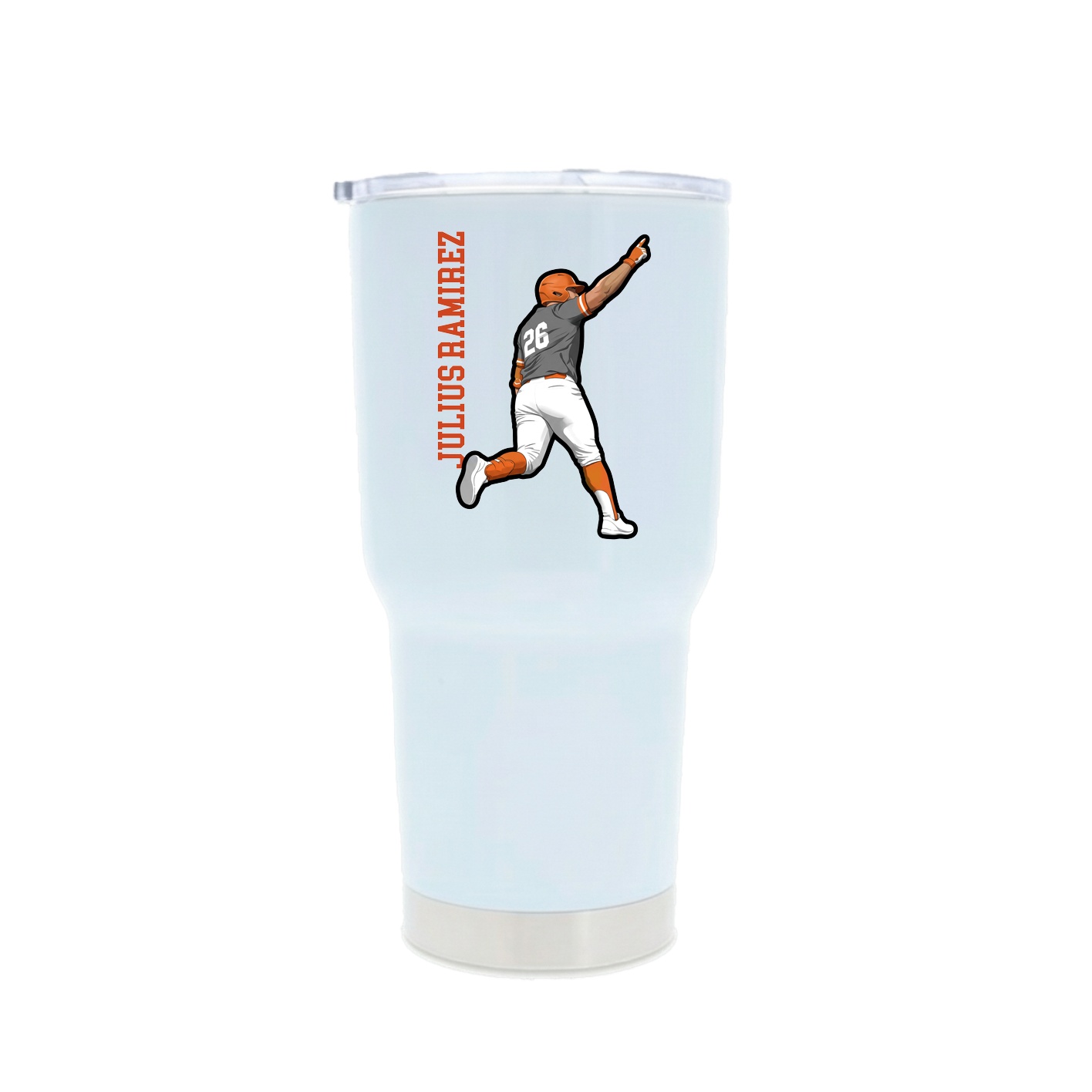 30oz Stainless Steel Tumbler — Name Vertical in White