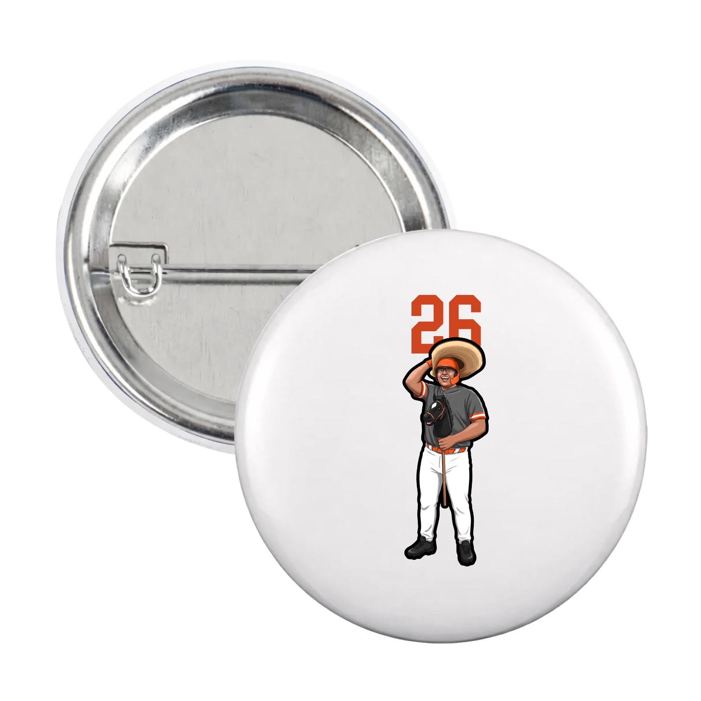 Game Day Button — Number Top in White