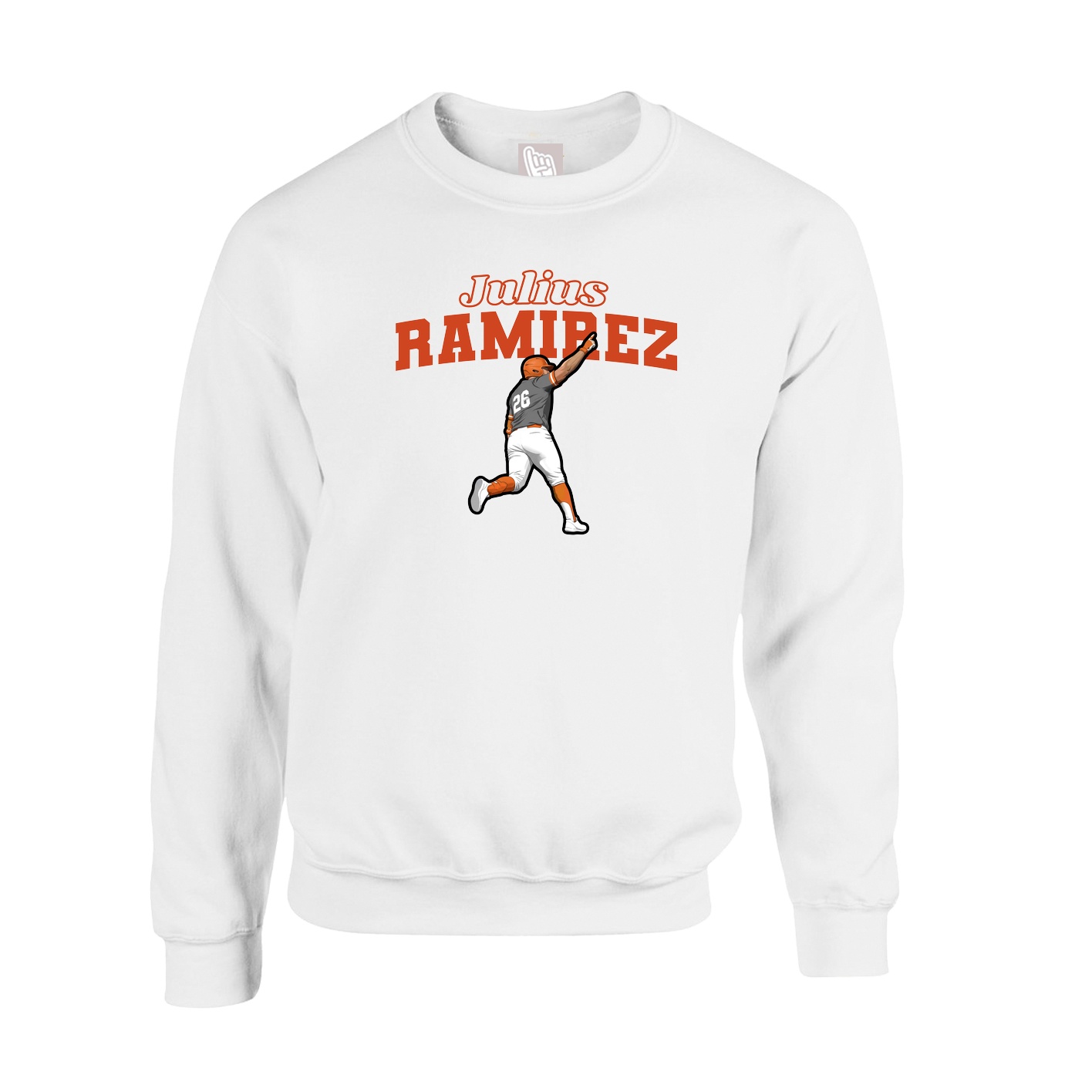 Fleece Crew — Name Arch in White