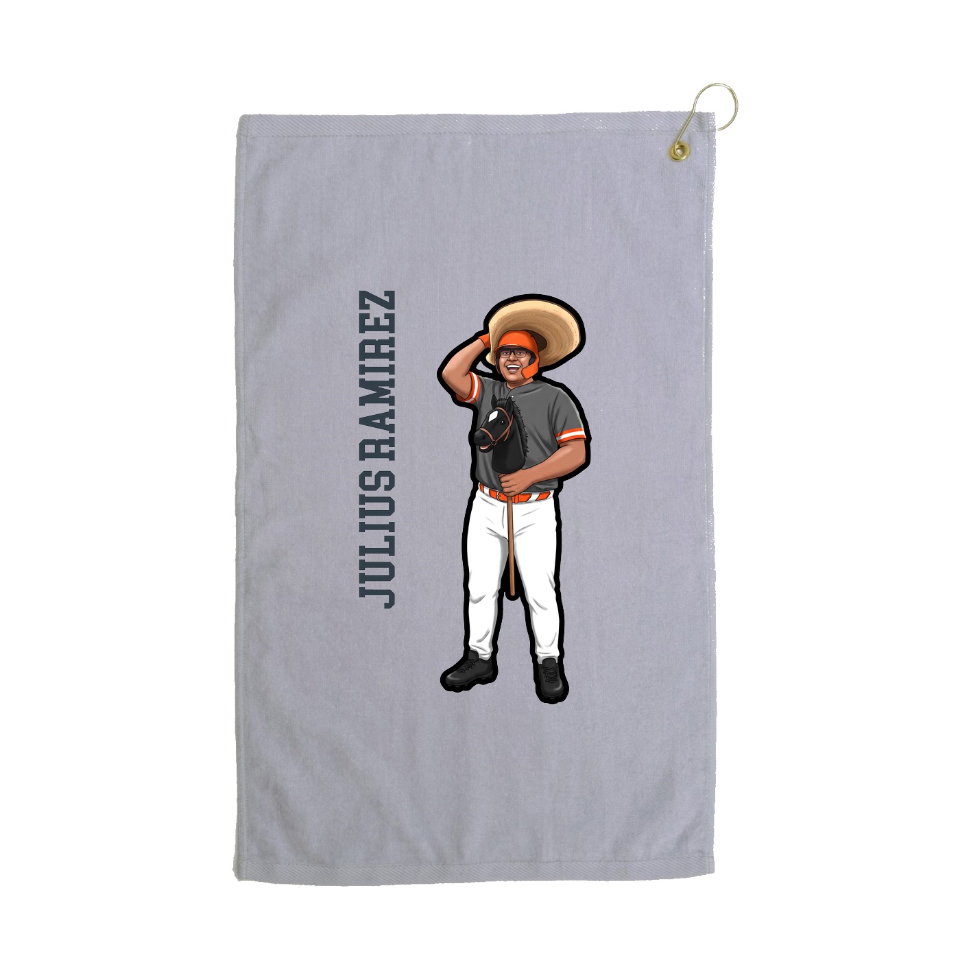 Golf Towel — Name Vertical in Grey