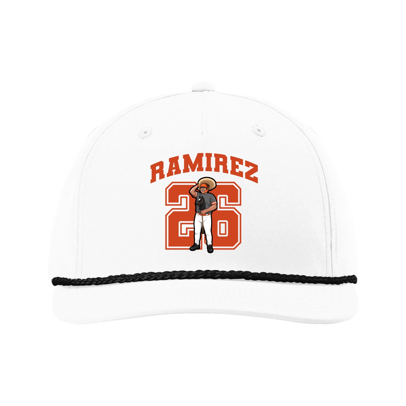 Five-Panel Classic Rope Cap — Number in White
