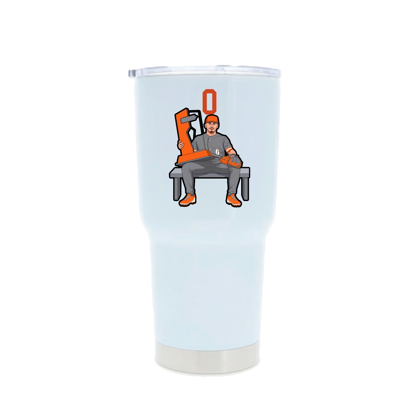 30oz Stainless Steel Tumbler — Number Top in White