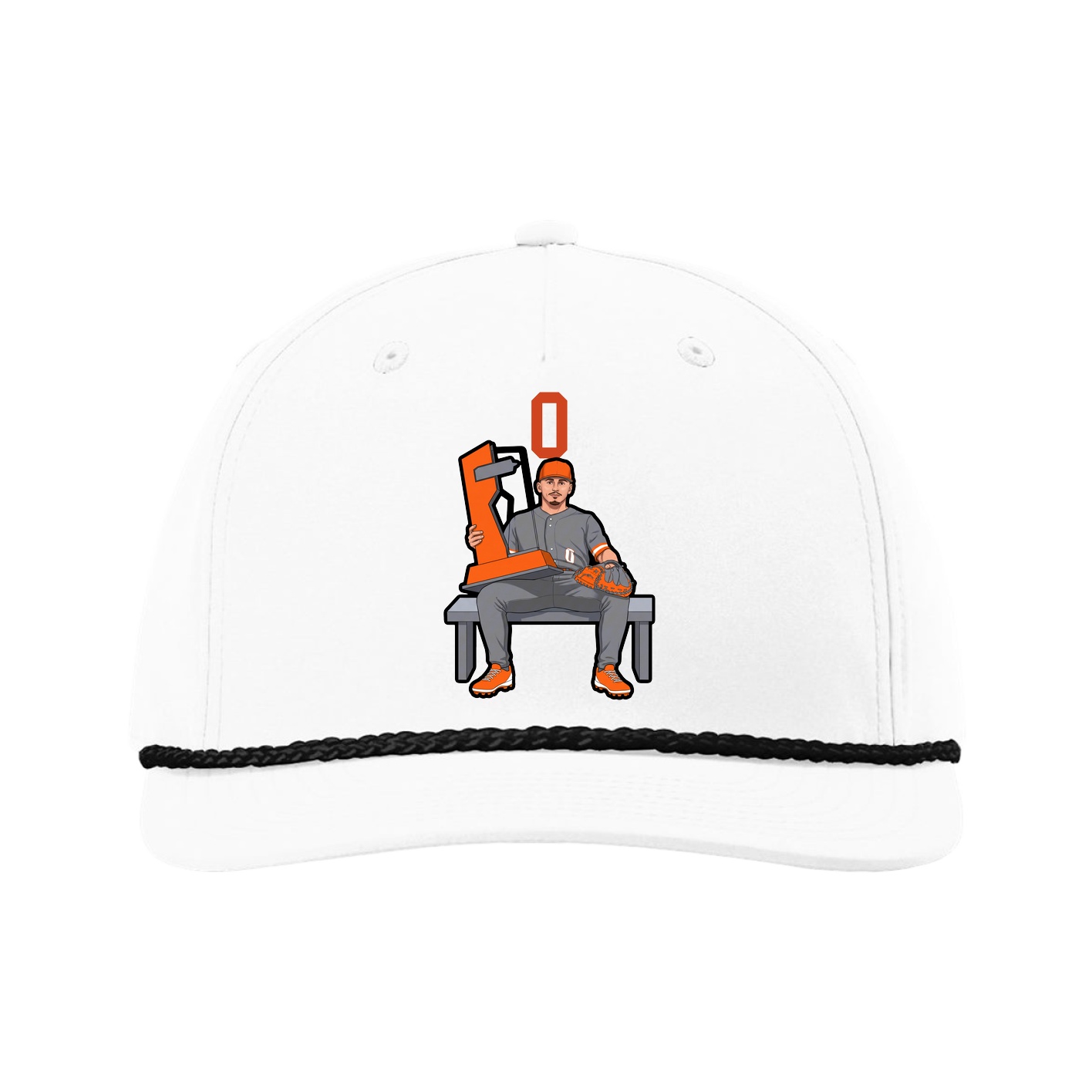 Five-Panel Classic Rope Cap — Number Top in White