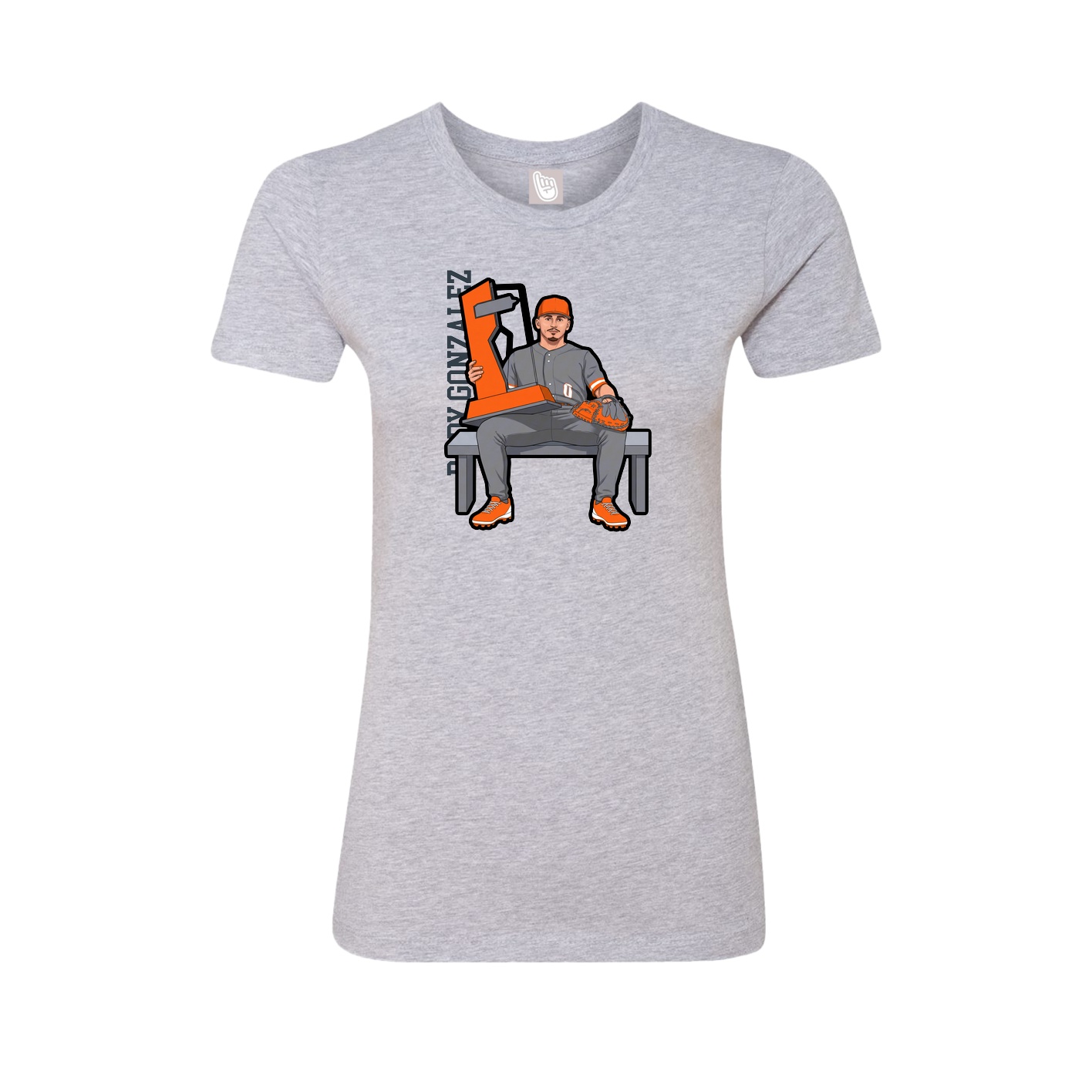 Fitted Women's Tee — Name Vertical in Grey