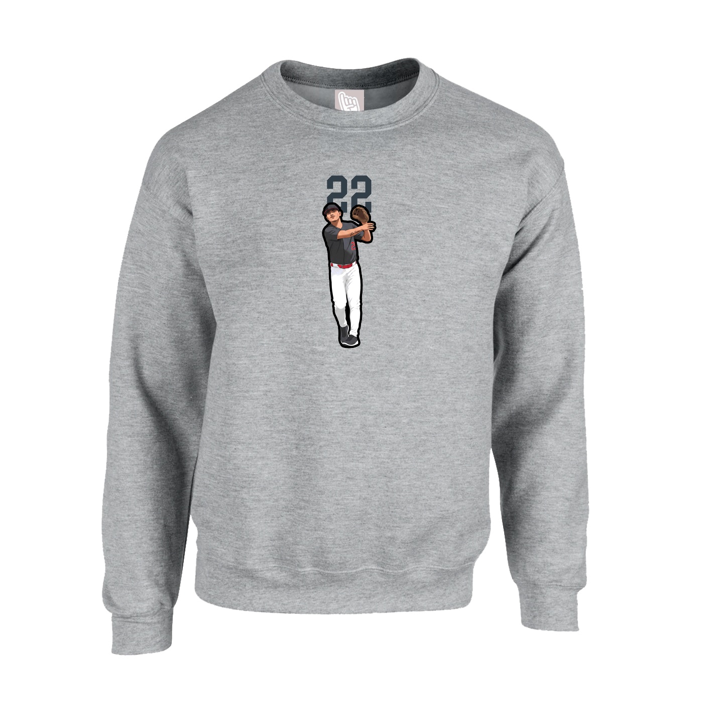 Fleece Crew — Number Top in Grey