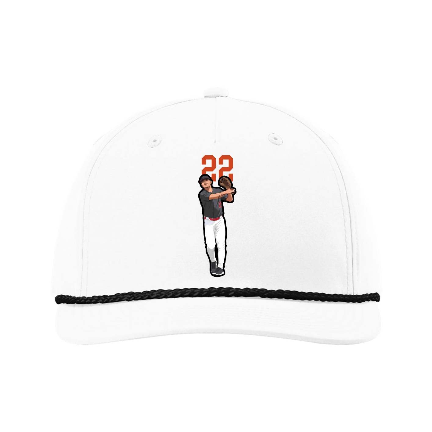 Five-Panel Classic Rope Cap — Number Top in White