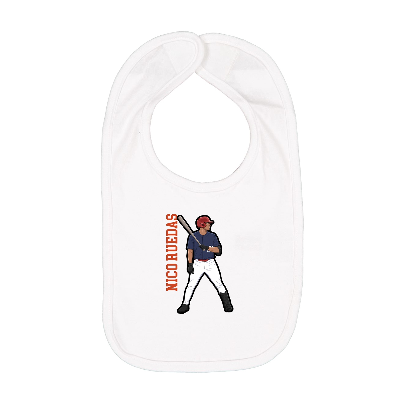 Infant Bib — Name Vertical in White