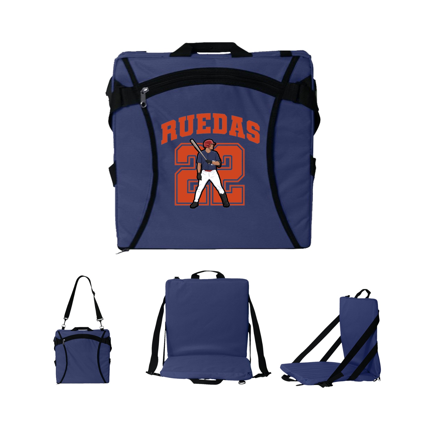 Folding Stadium Seat — Number in Navy