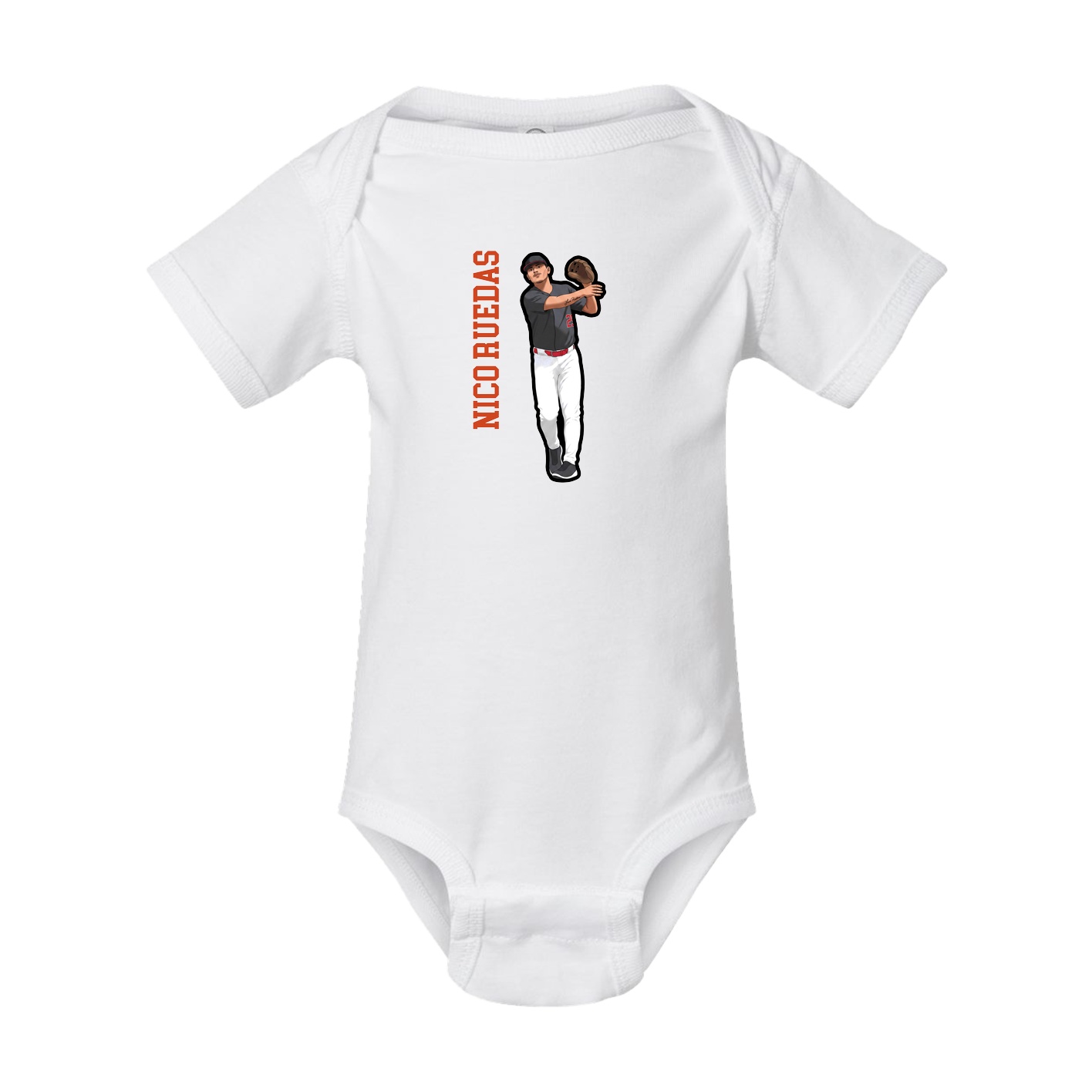Baby Onesie — Name Vertical in White