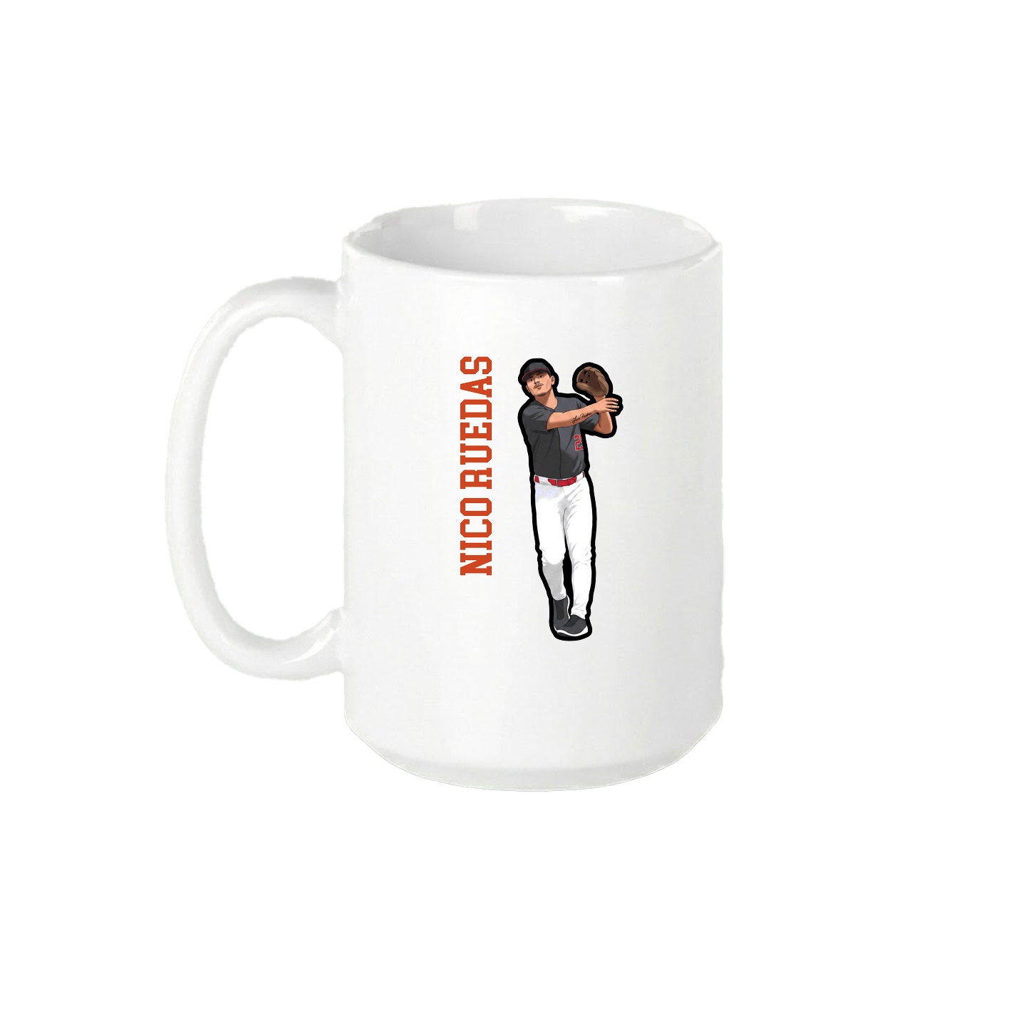 15oz Coffee Mug — Name Vertical in White