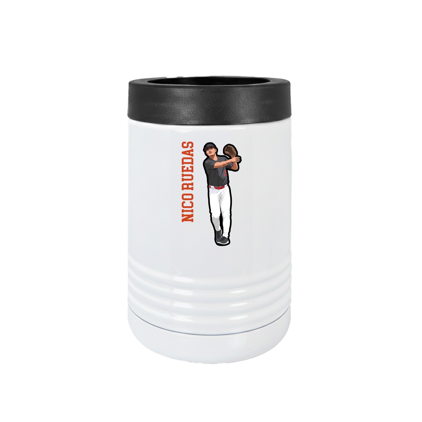 Beverage Holder — Name Vertical in White