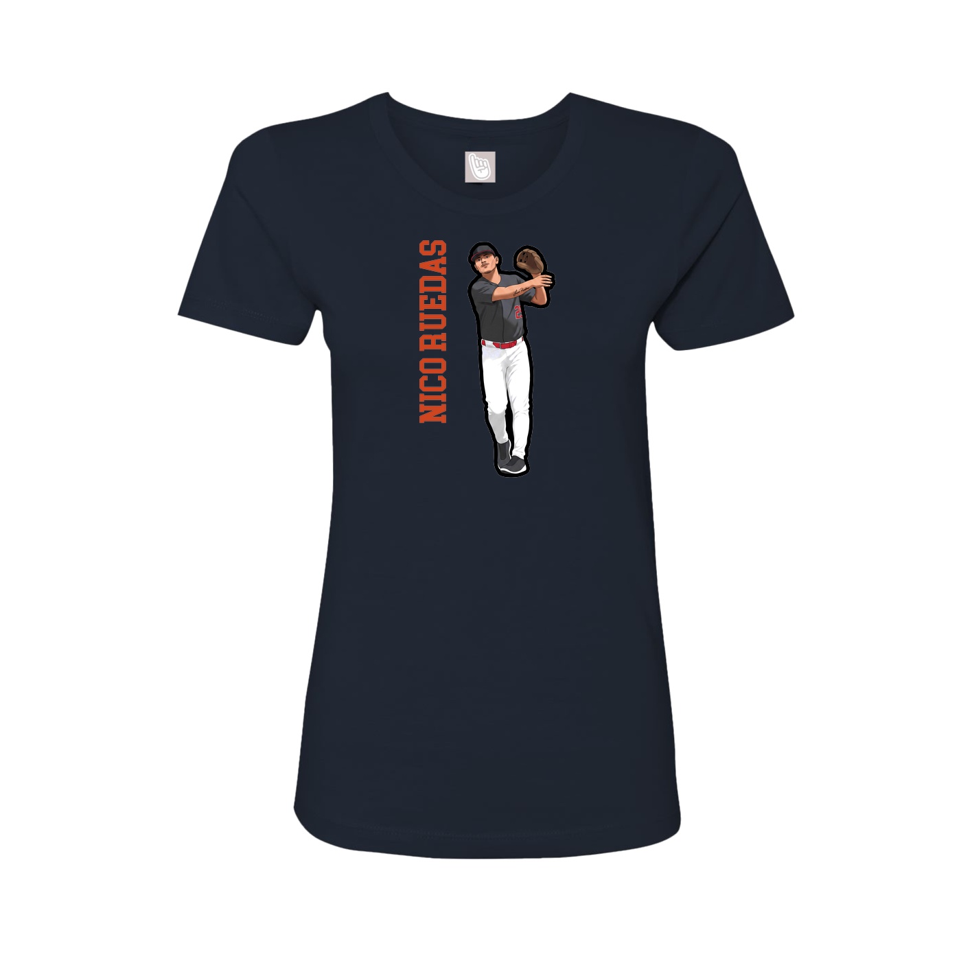 Fitted Women's Tee — Name Vertical in Navy