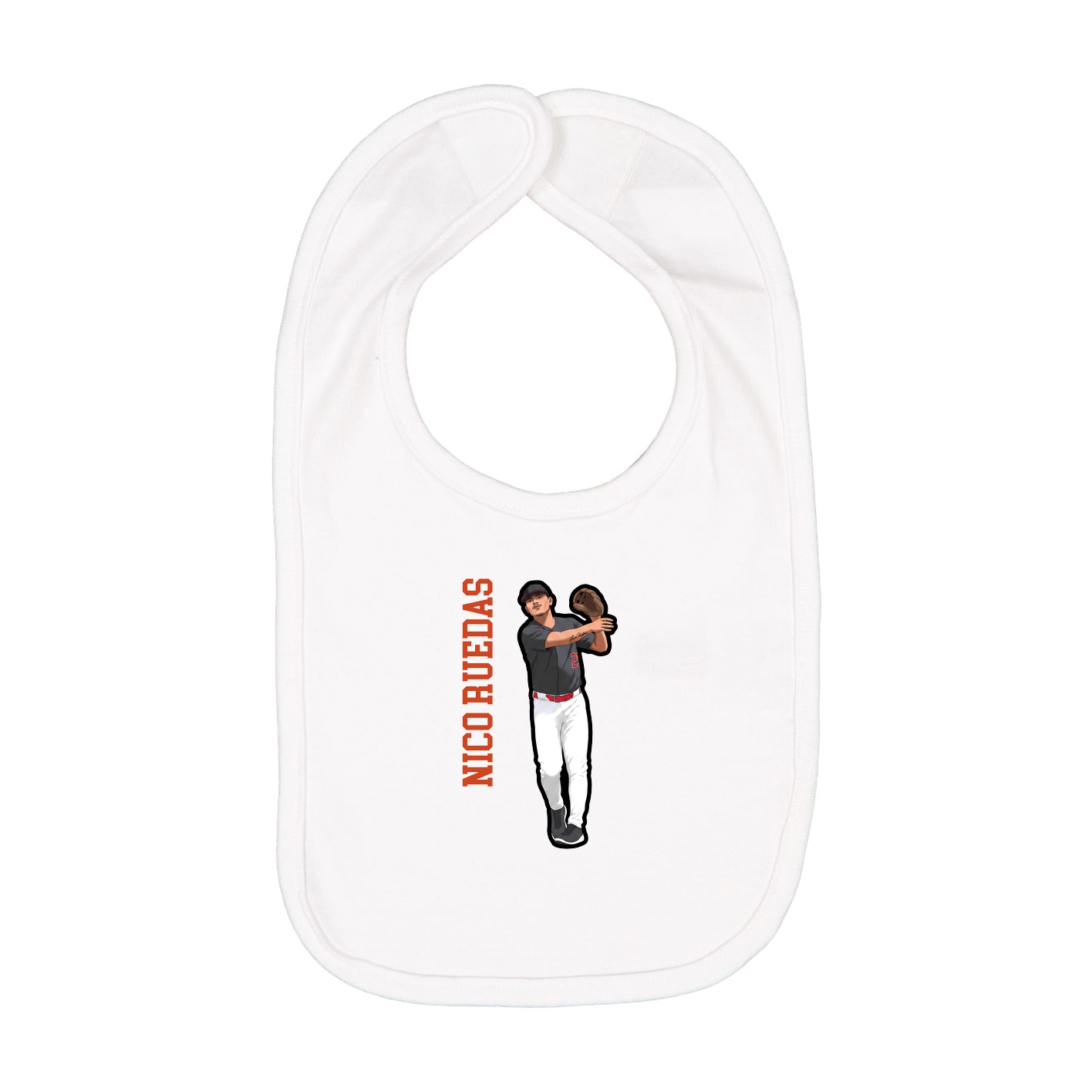 Infant Bib — Name Vertical in White