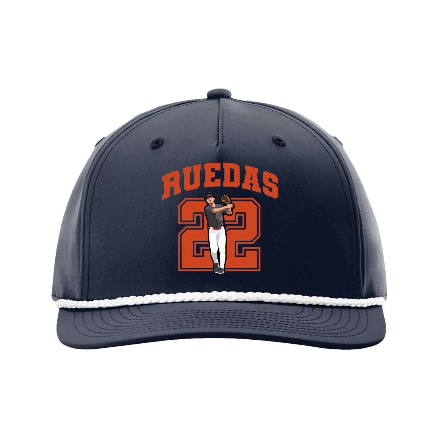 Five-Panel Classic Rope Cap — Number in Navy