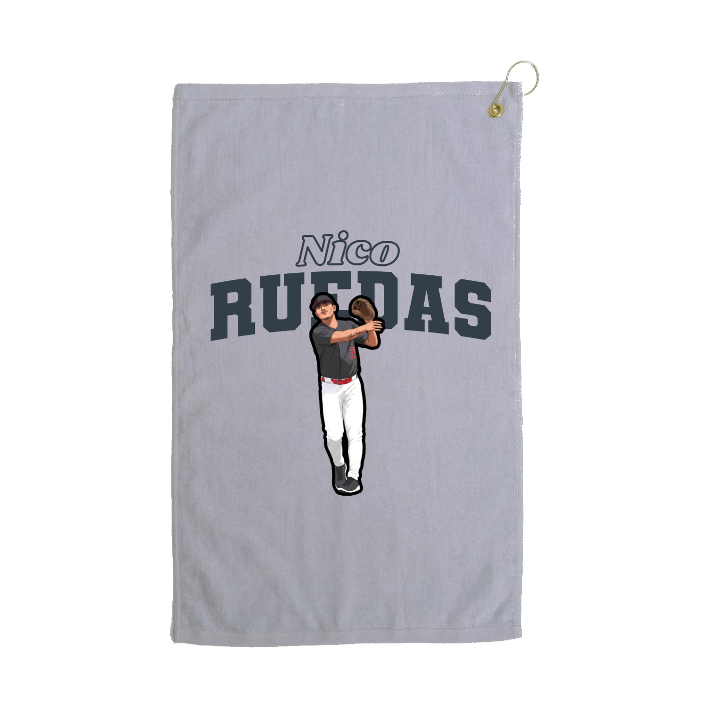 Golf Towel — Name Arch in Grey