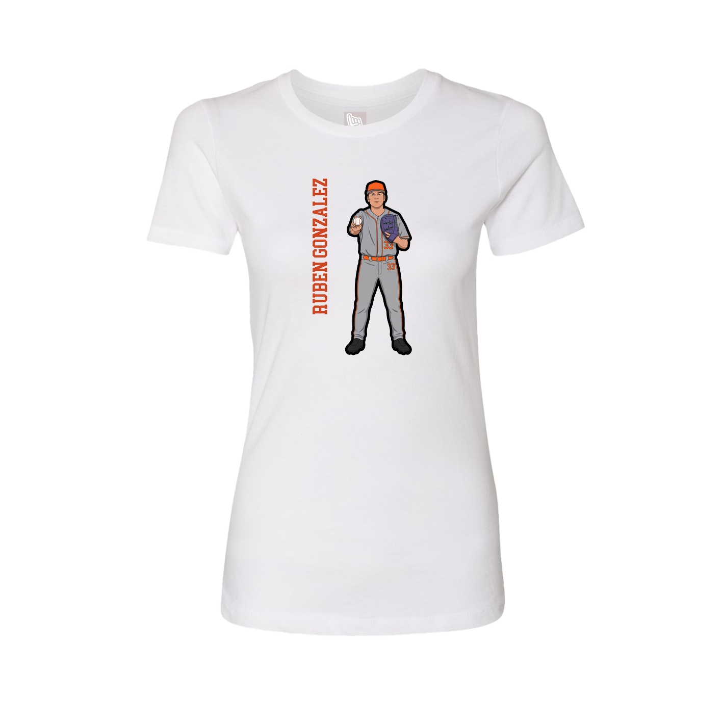 Fitted Women's Tee — Name Vertical in White