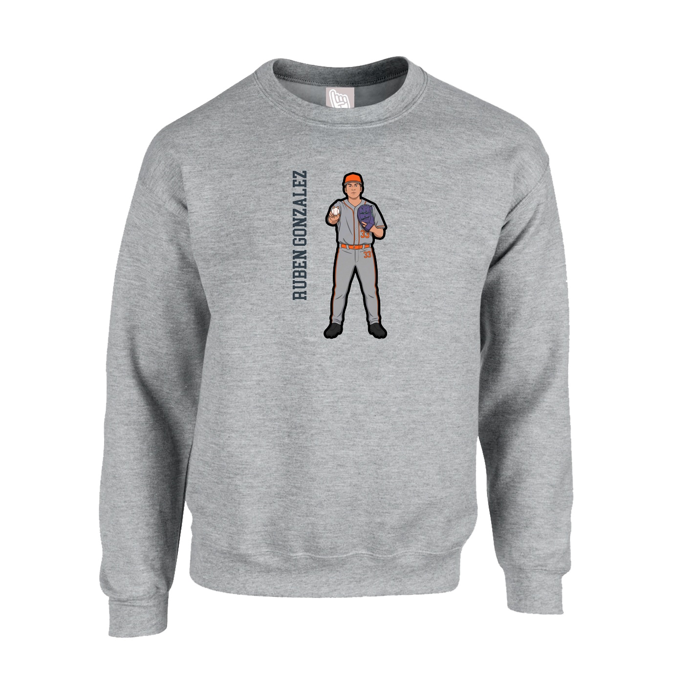 Fleece Crew — Name Vertical in Grey