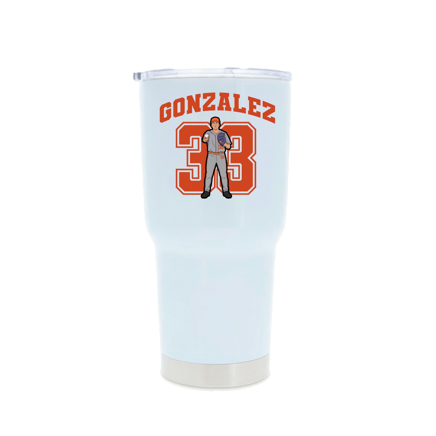 30oz Stainless Steel Tumbler — Number in White