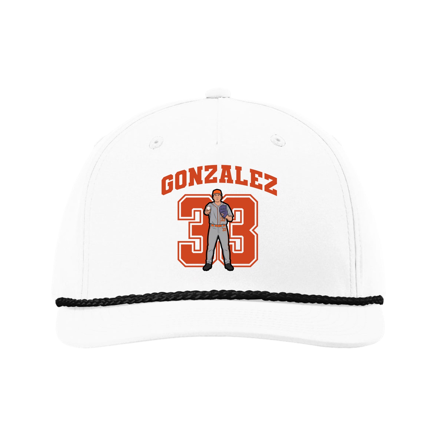 Five-Panel Classic Rope Cap — Number in White