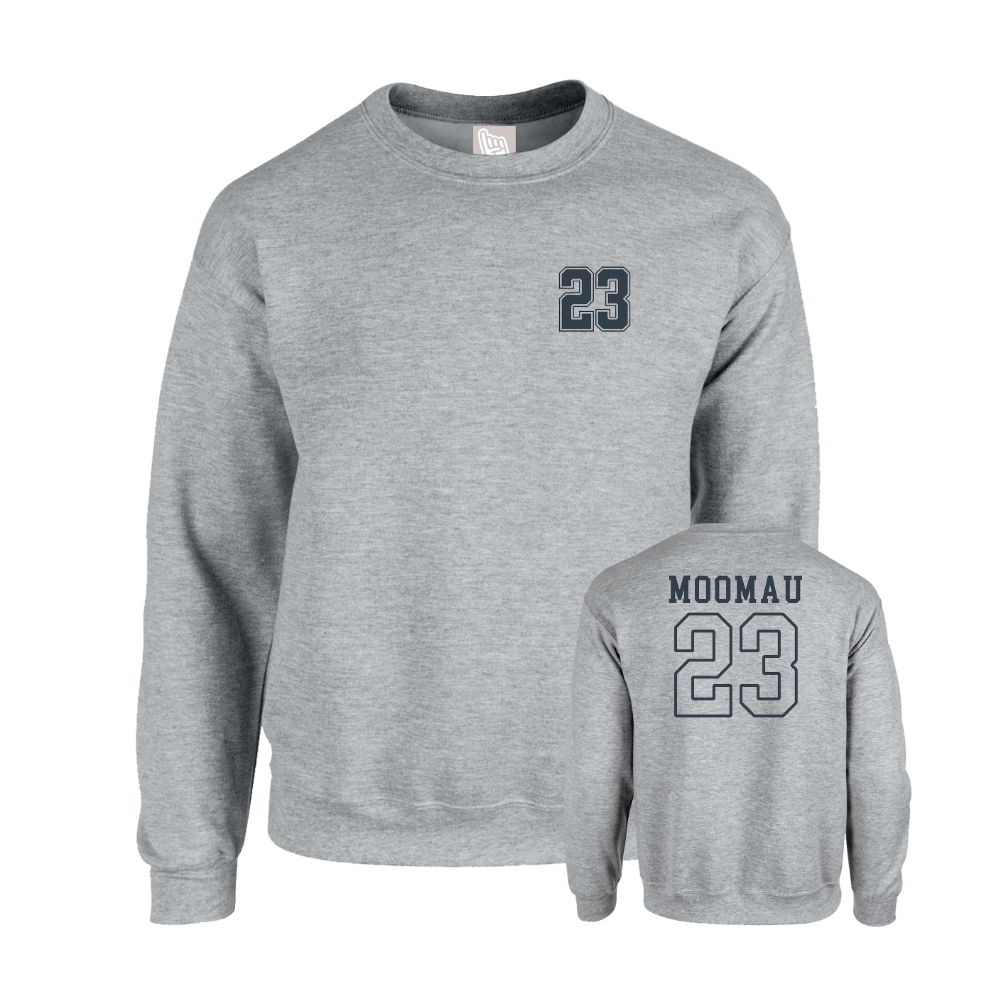 Fleece Crew — Chest Back in Grey