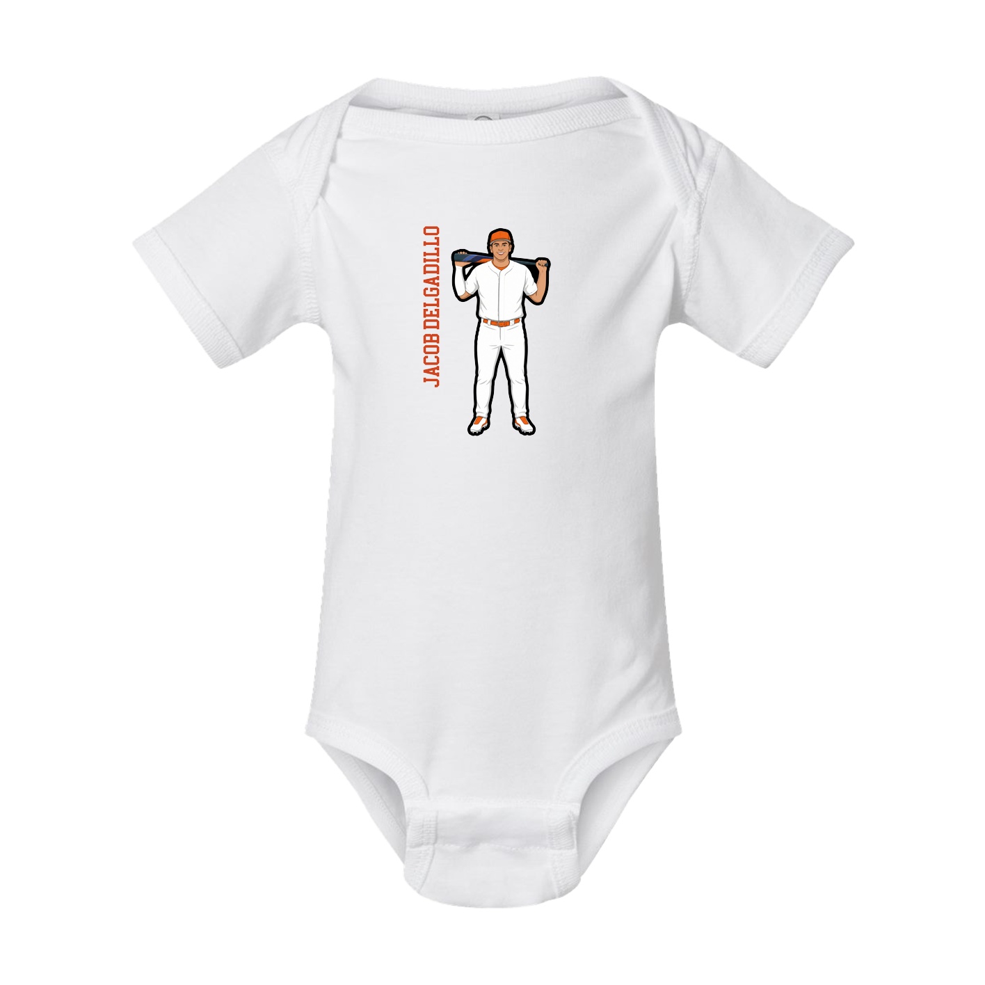 Baby Onesie — Name Vertical in White